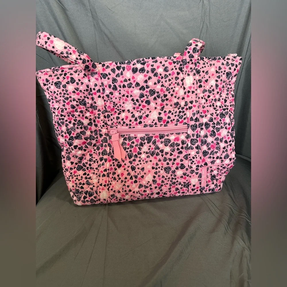 Vera Bradley Pink Heart-Print Quilted Tote - Picture 1 of 8